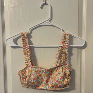 Floral Ruffle Strap Crop Top